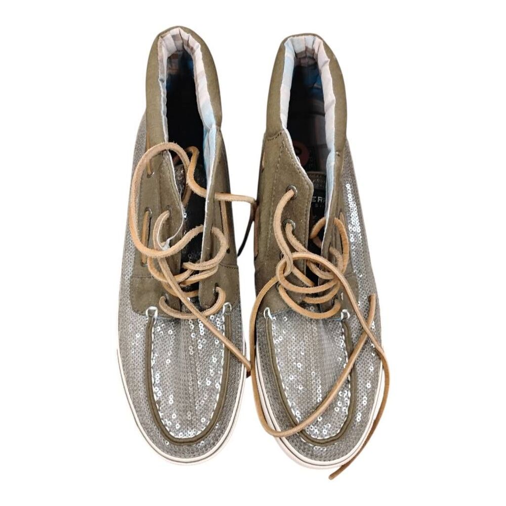Sperry Topsider Tan Sequin High Top Fashion Sneakers Size 11‎